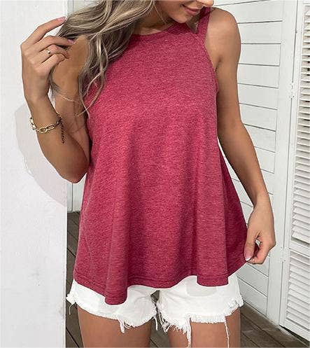 Summer Red Loose Tank Top