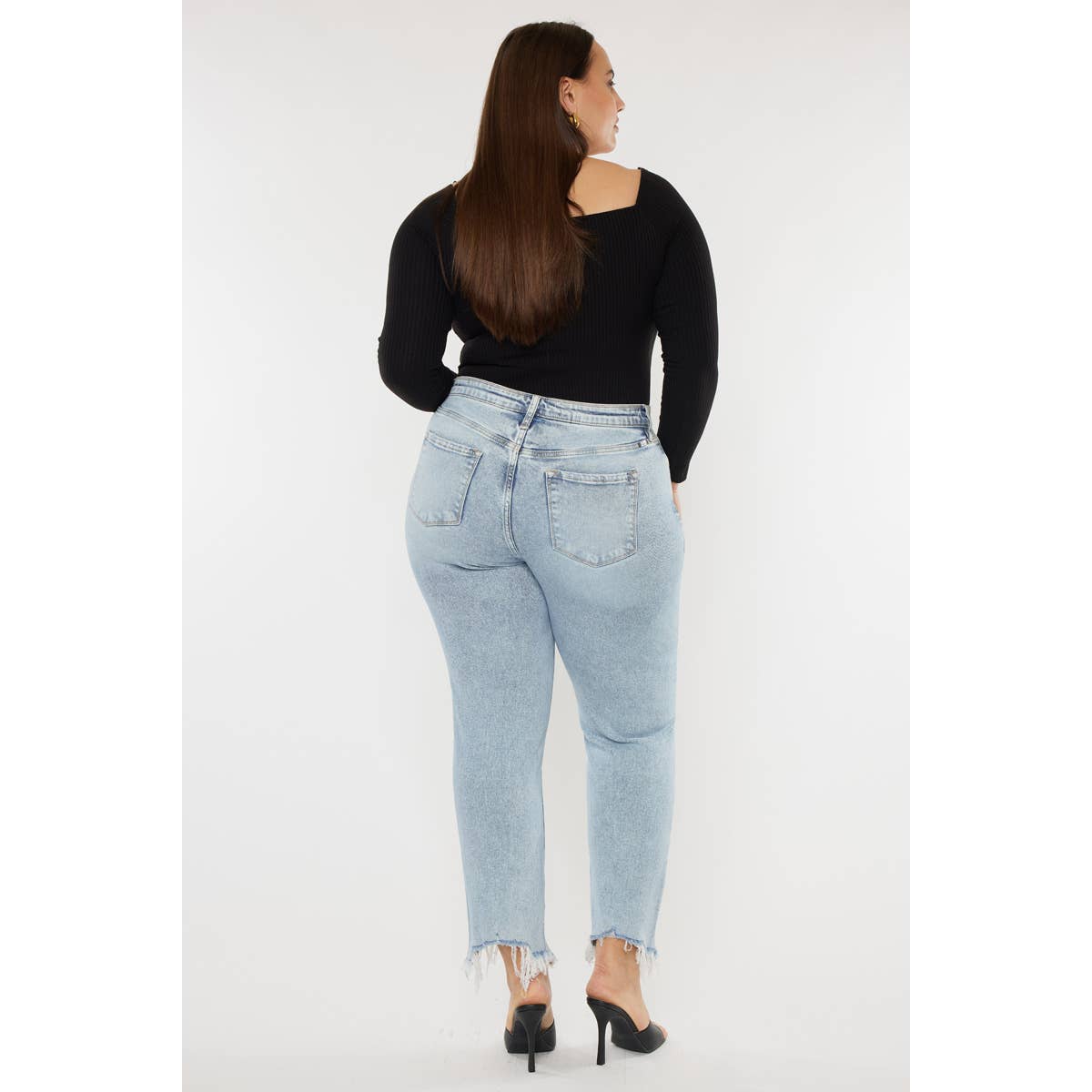 KC Curvy Light Wash High Rise Slim Straight Jeans