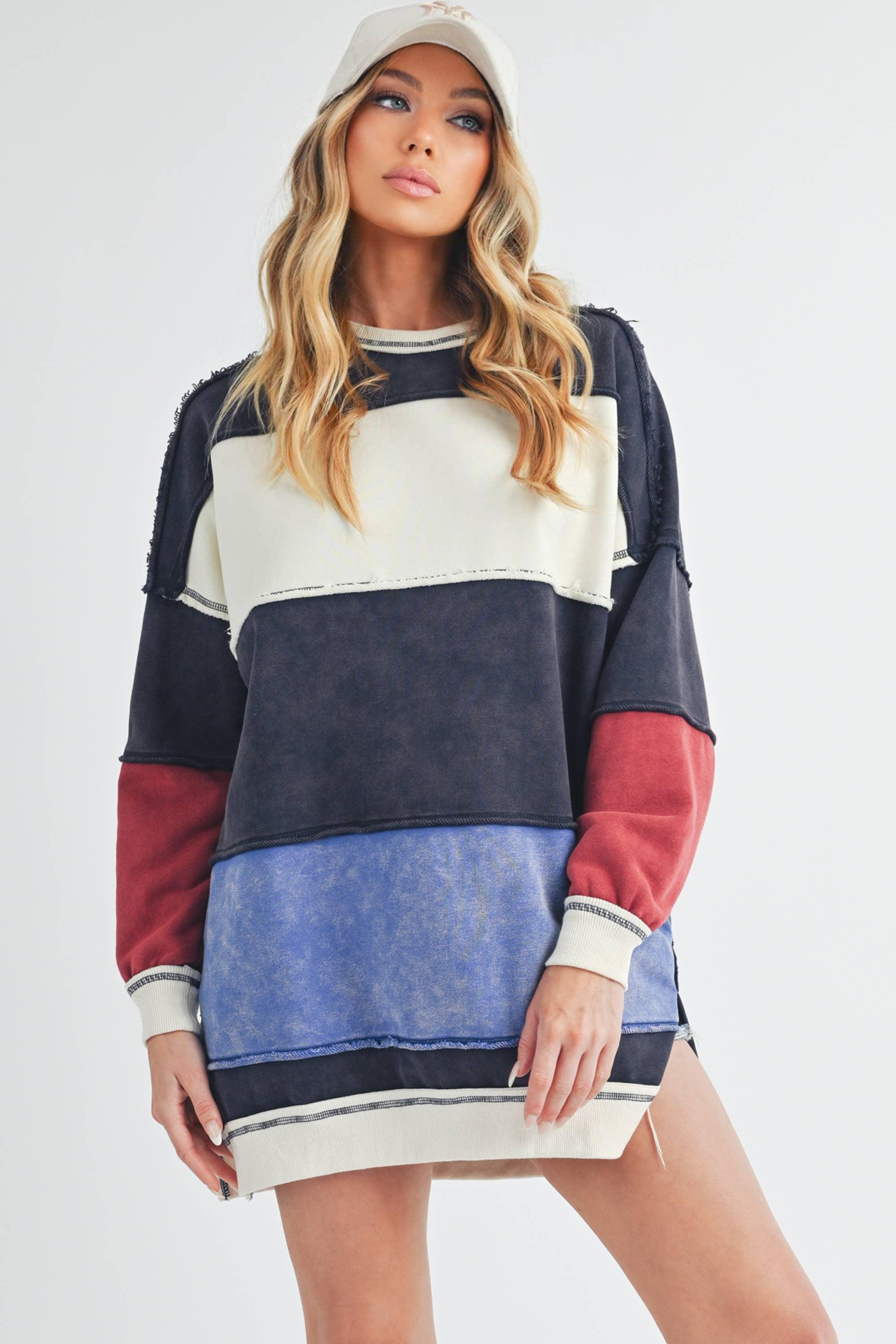 Rugby Color Block Stripe Sweater shirt: Navy*