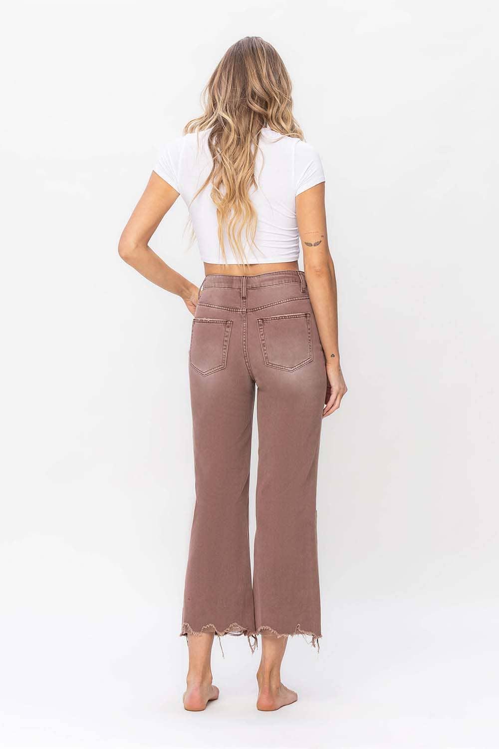 90'S VINTAGE SUPER HIGH RISE CROP FLARE JEANS*