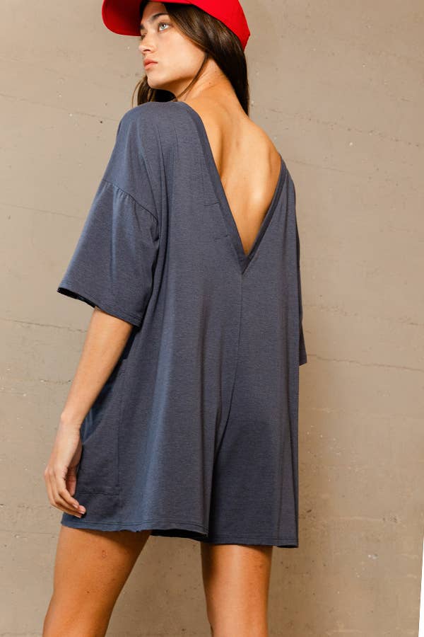 Charcoal V-Back T-Shirt Romper