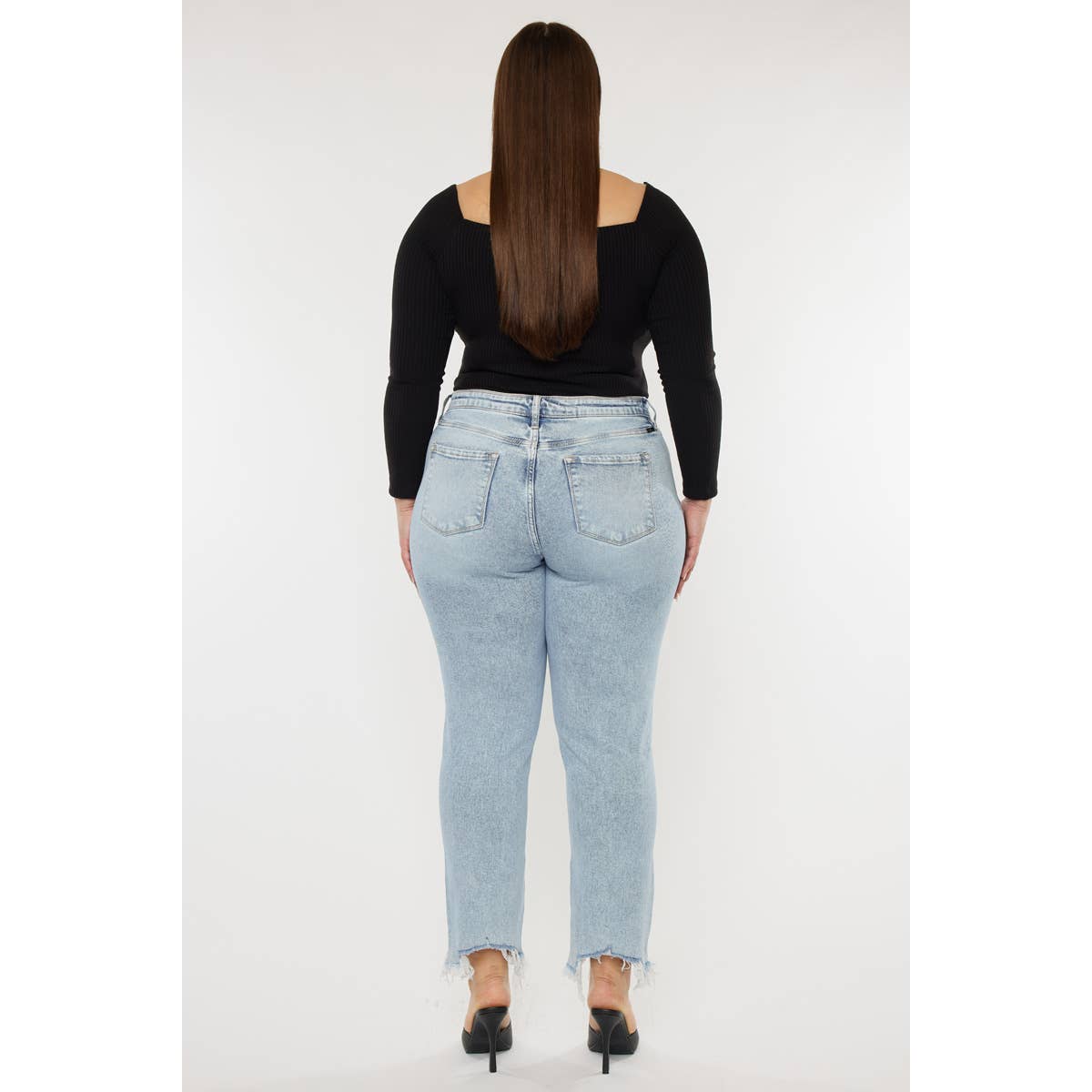 KC Curvy Light Wash High Rise Slim Straight Jeans