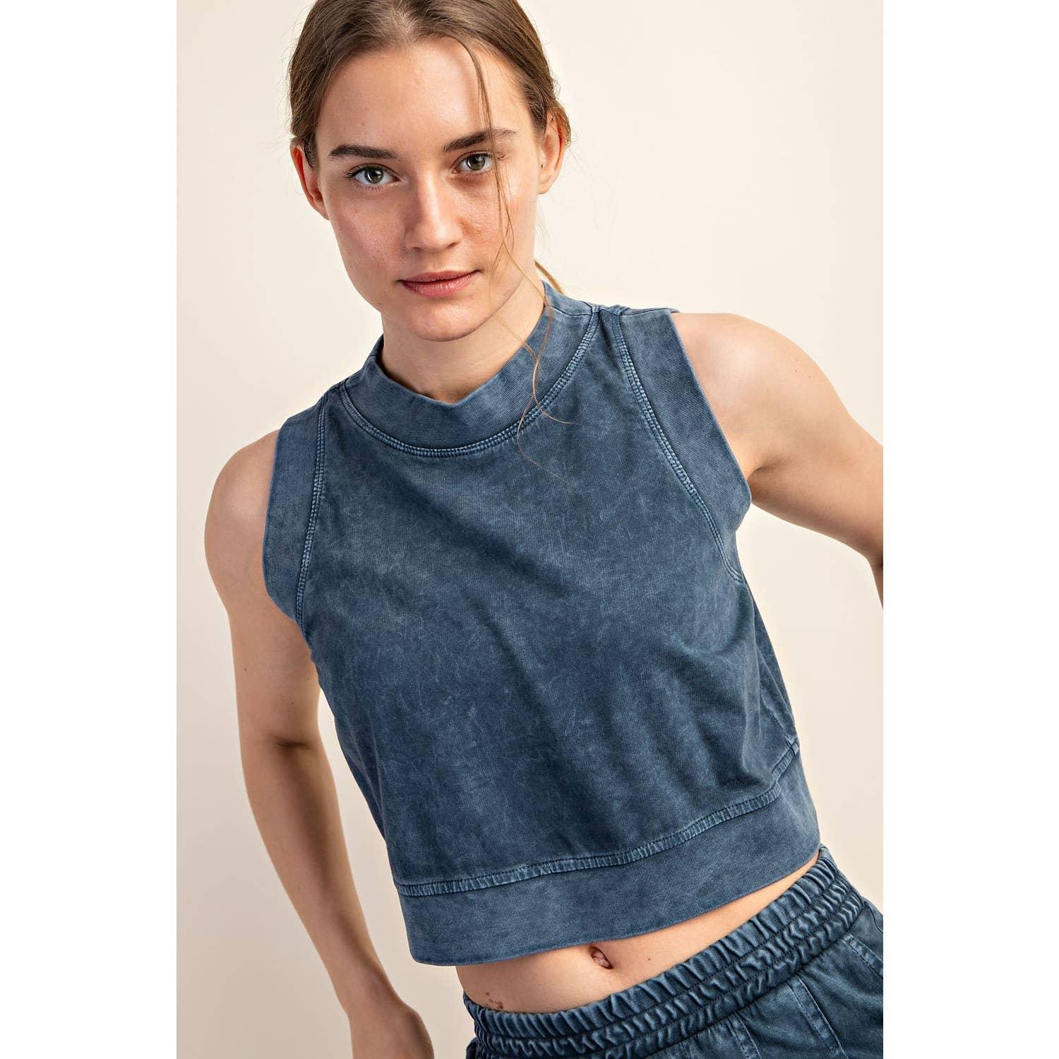 MINERAL WASHED CROPPED SLEEVELESS TOP