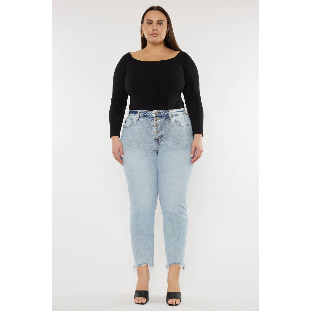 KC Curvy Light Wash High Rise Slim Straight Jeans