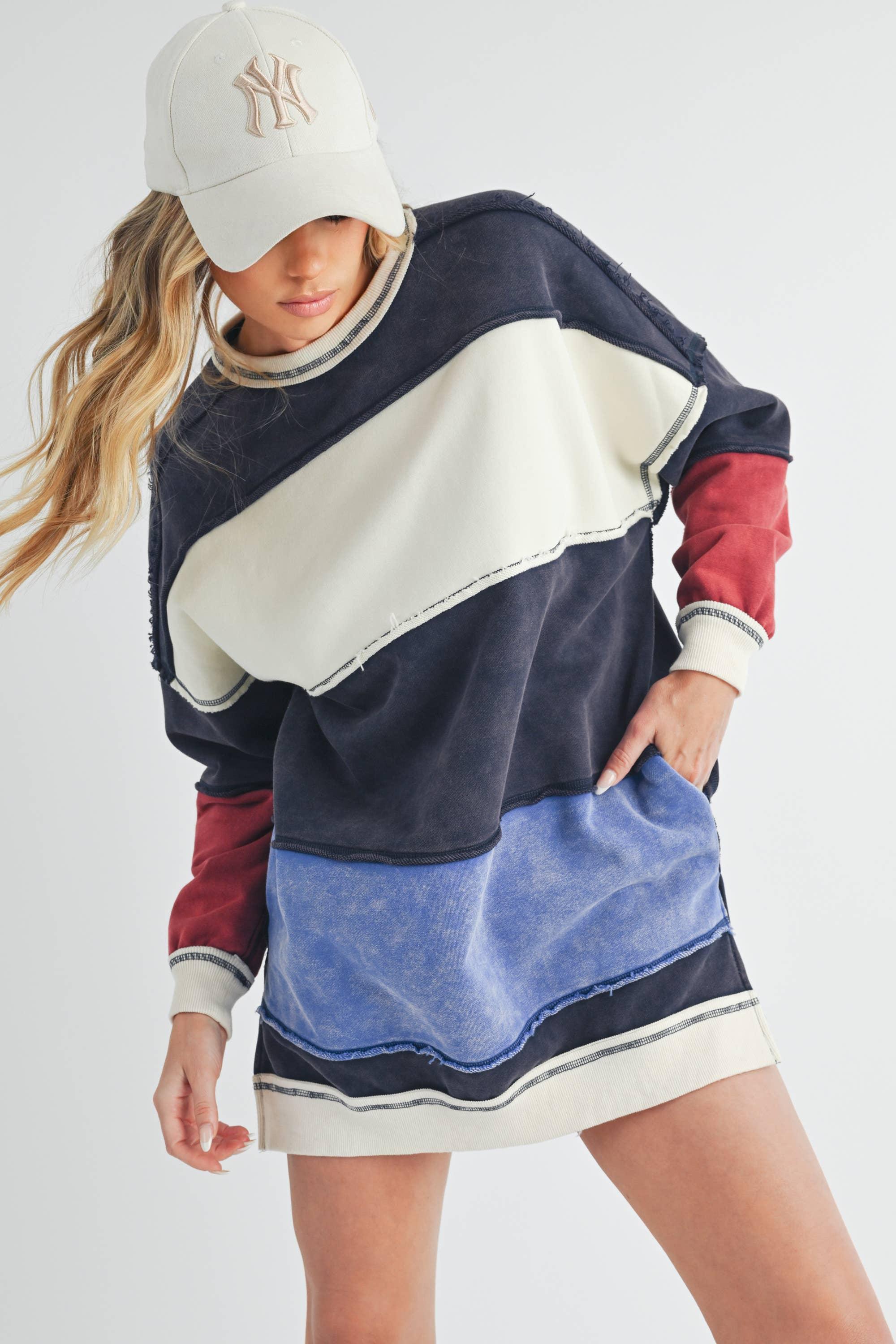 Rugby Color Block Stripe Sweater shirt: Navy*