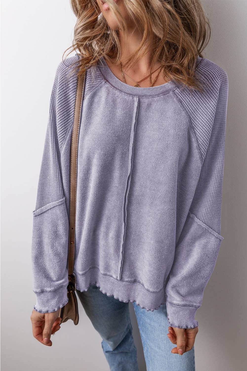 LDC Purple Waffle Knit Sweatshirt*