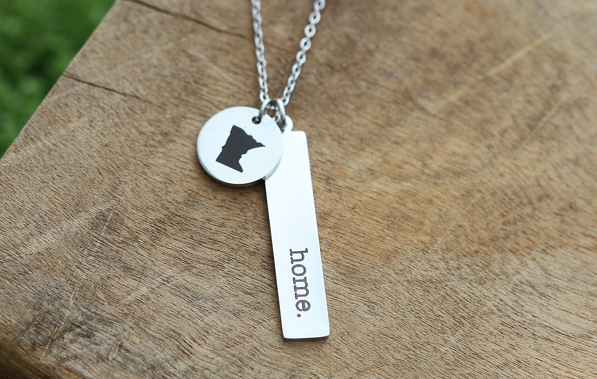 GOLD Custom Home State Engraved Necklace