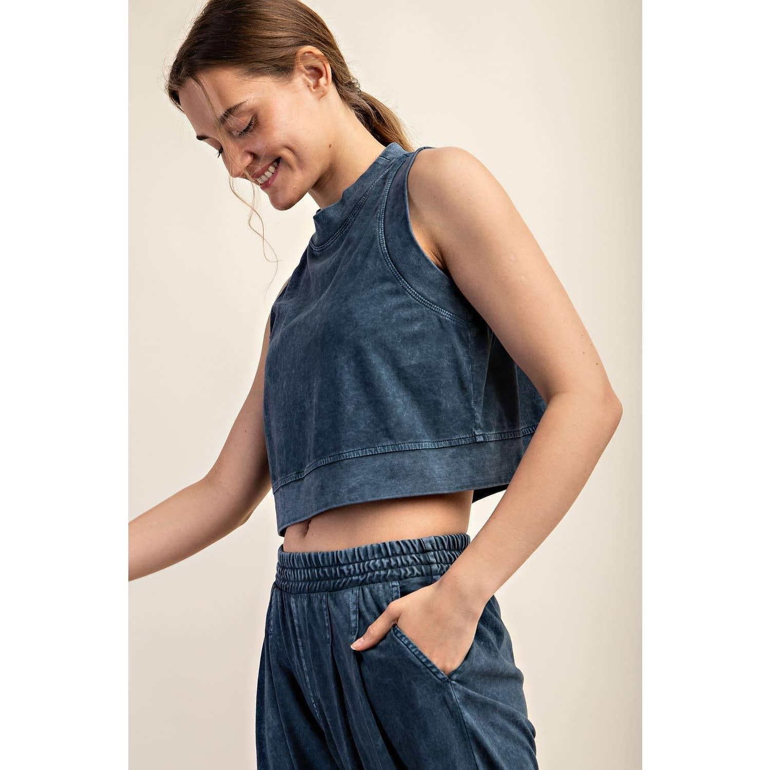 MINERAL WASHED CROPPED SLEEVELESS TOP