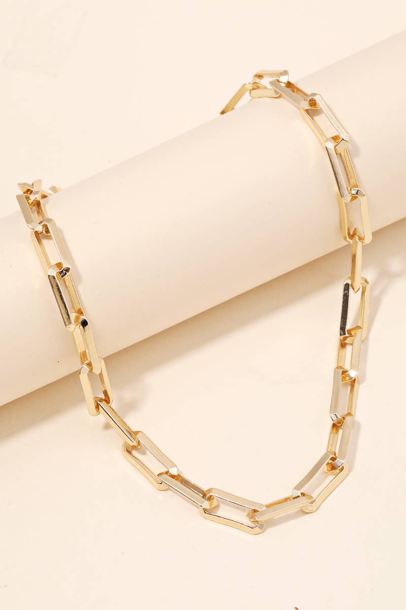Rectangle Toggle Chain Link Necklace: G