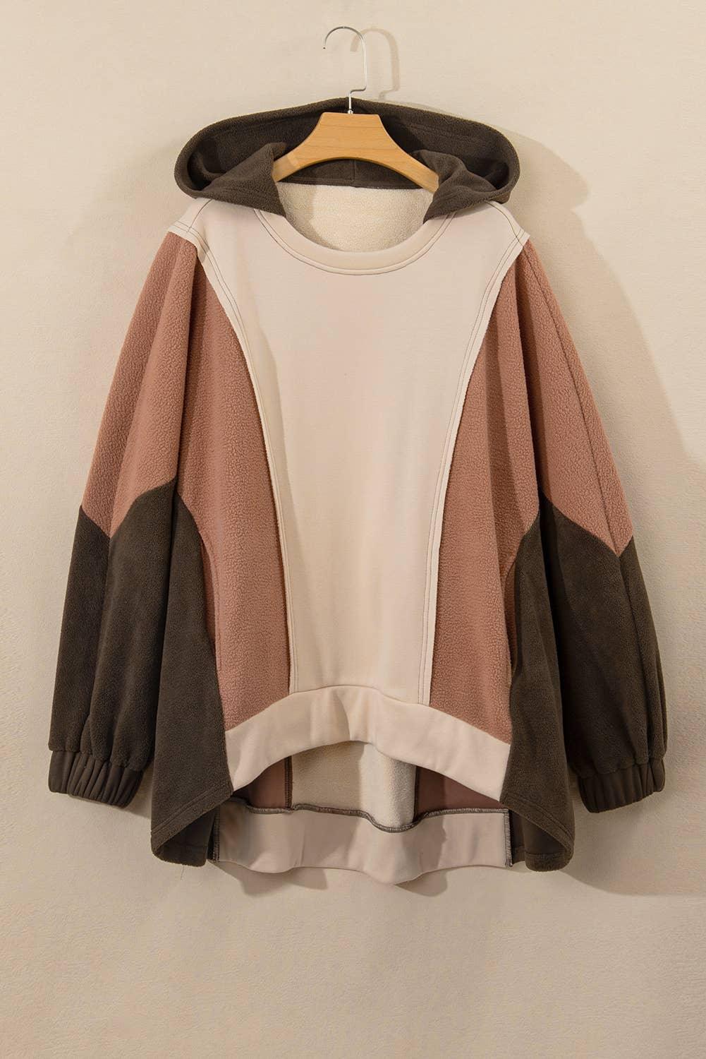 Plus Size Colorblock Patchwork Long Sleeve Sweatshirt: Brown / Plus Size / 1X*