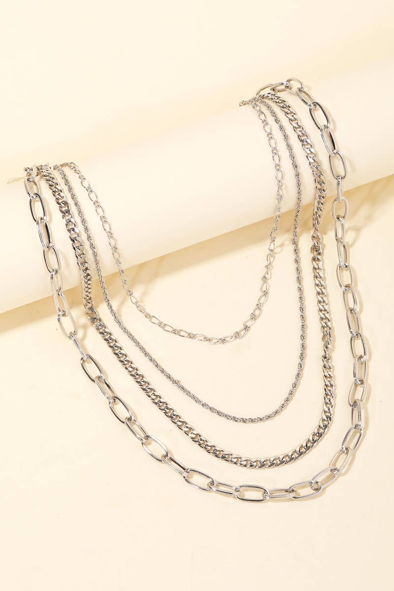 Multi Layered Cable Chain Necklace: G
