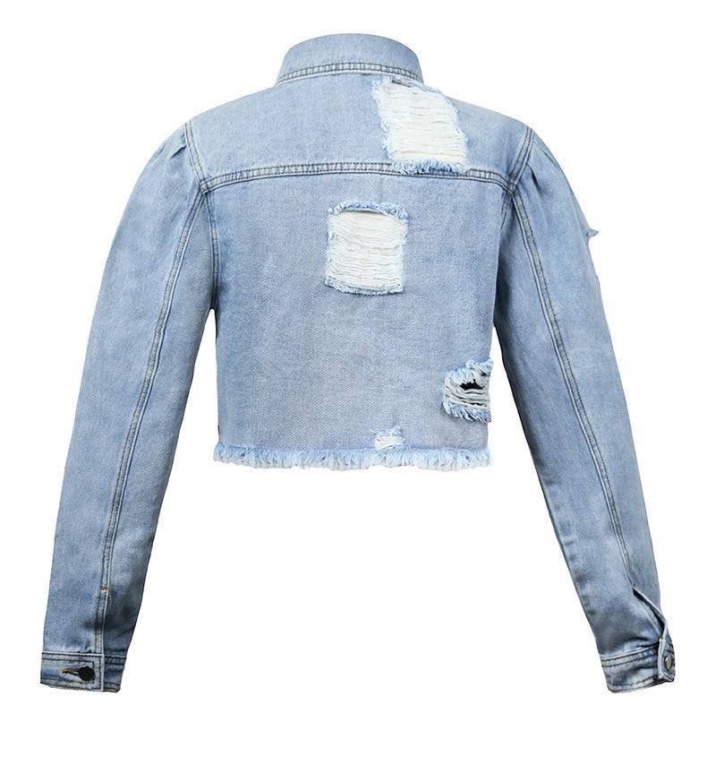 Cropped Denim Jacket - Light Blue