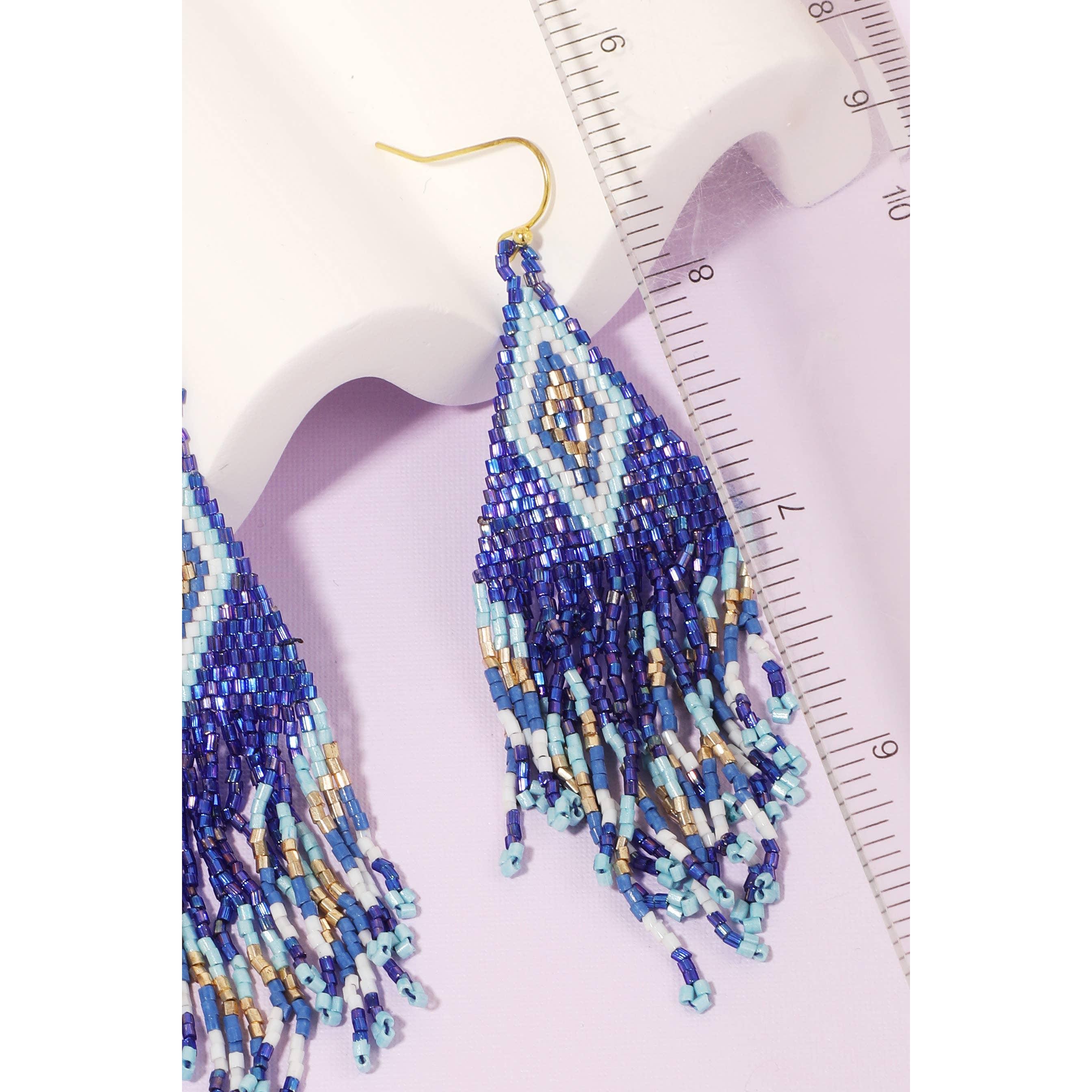 Boho Seed Beaded Fringe Earrings: GMI