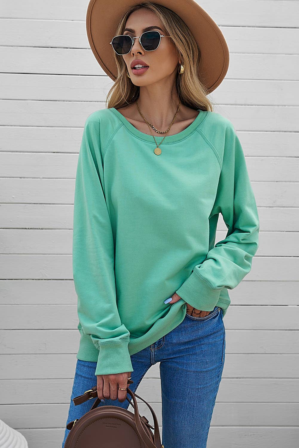 French Terry Pink Blend Pullover Sweatshirt