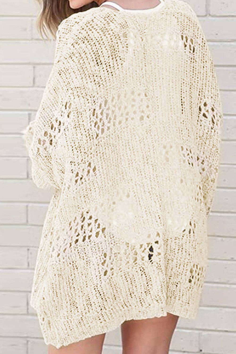 Hollowed Knit Open Front Curvy Cardigan