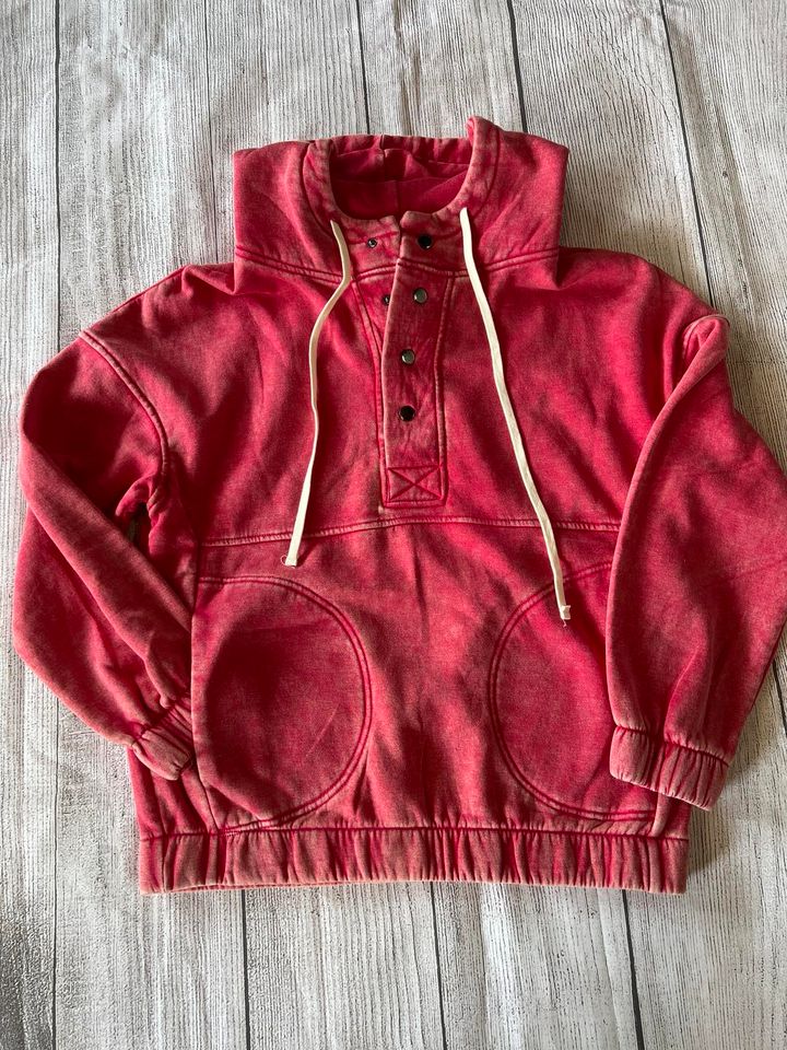 ACID WASH FLEECE HOODIE WITH POCKETS