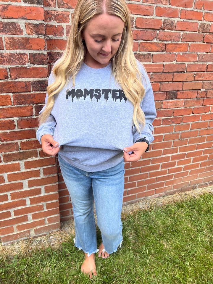 MOMSTER HALLOWEEN CREWNECK SWEATSHIRT: Sport grey*